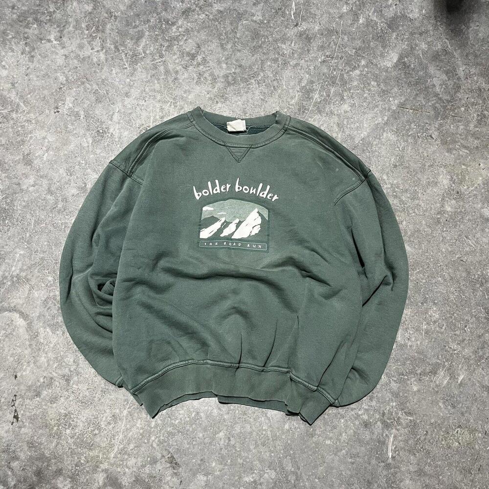 Men's Vintage Boulder Boulder 10k Race Colorado Buffaloes Sweatshirt Sz L